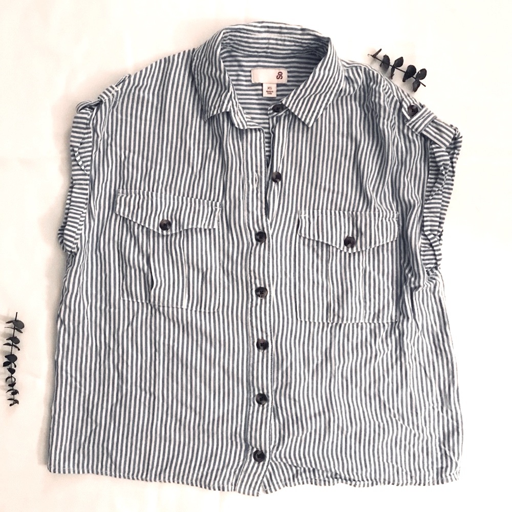 Striped Button Blouse Top